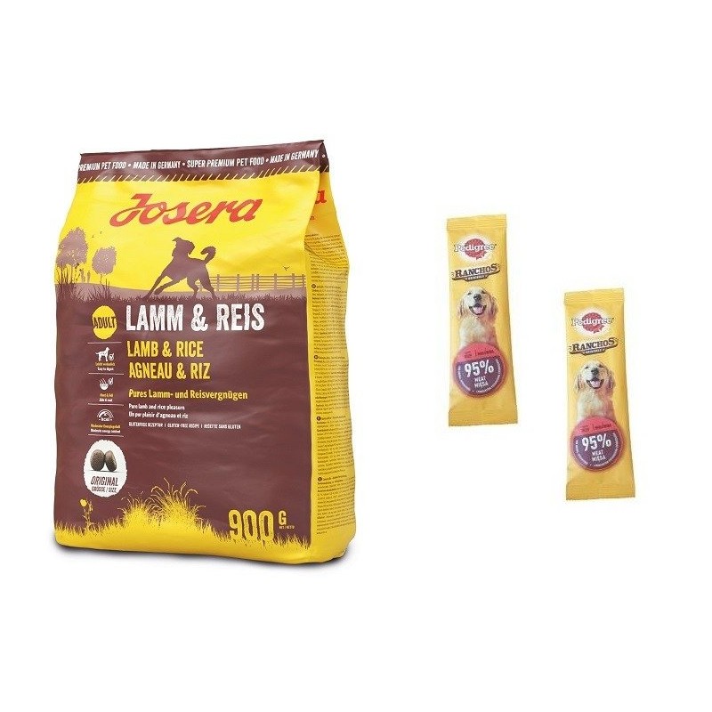 Josera Lamb & Rice  900g + 2 X PEDIGREE RANCHOS ORIGINALS 11G - PRZYSMAK DLA PSÓW Z WOŁOWIN