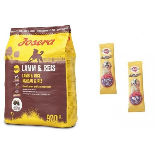 Josera Lamb & Rice  900g + 2 X PEDIGREE RANCHOS ORIGINALS 11G - PRZYSMAK DLA PSÓW Z WOŁOWIN